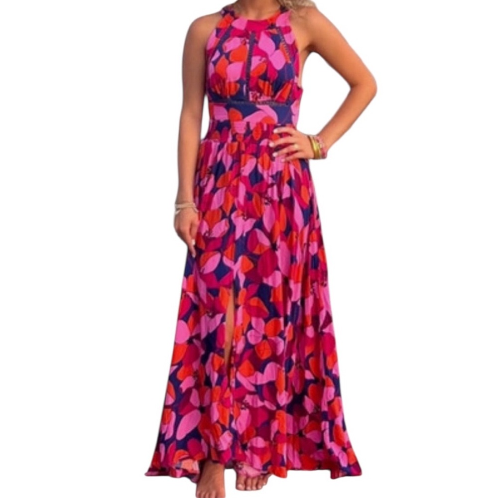 Anthropologie Abel the label Charlotte Halter Maxi Dress colorful medium
